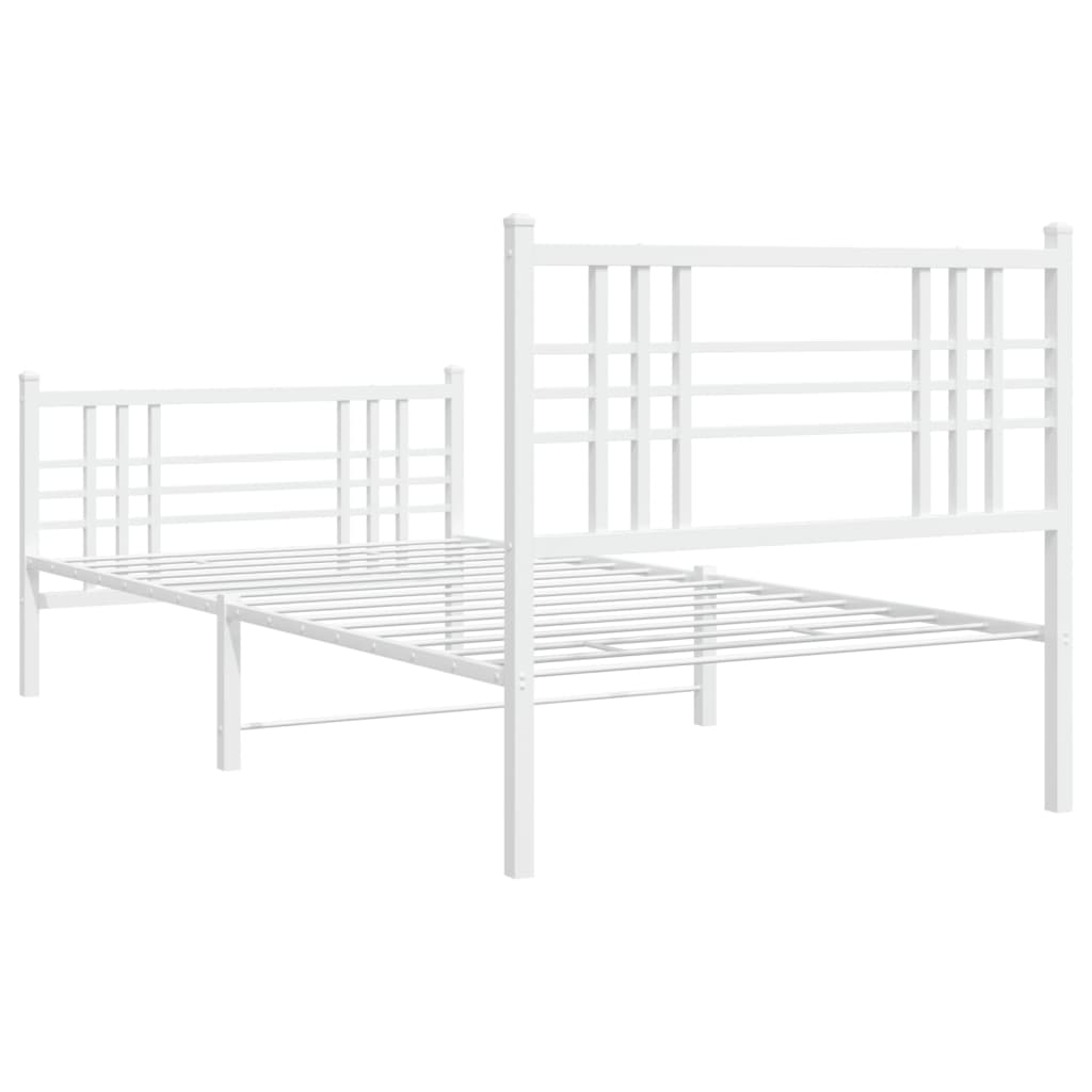 Giroletto con Testiera e Pediera Metallo Bianco 90x190 cm | homemem39