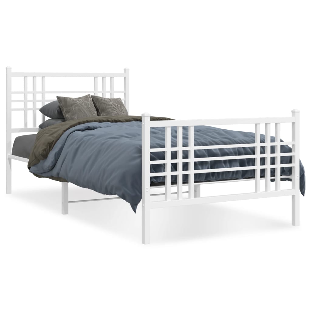 Giroletto con Testiera e Pediera Metallo Bianco 100x200 cm | homemem39