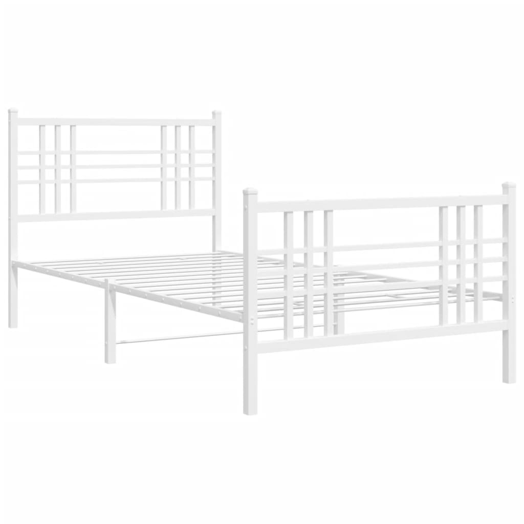 Giroletto con Testiera e Pediera Metallo Bianco 100x200 cm | homemem39