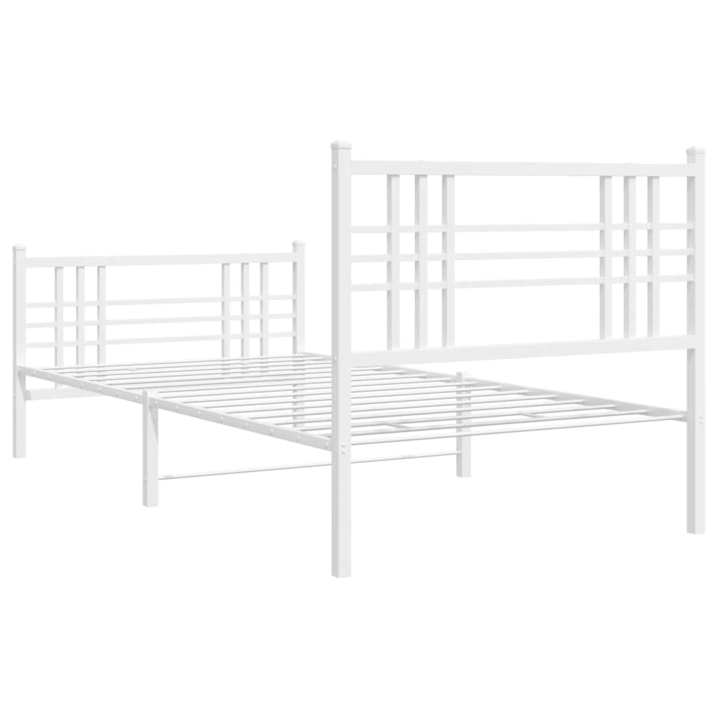 Giroletto con Testiera e Pediera Metallo Bianco 100x200 cm | homemem39