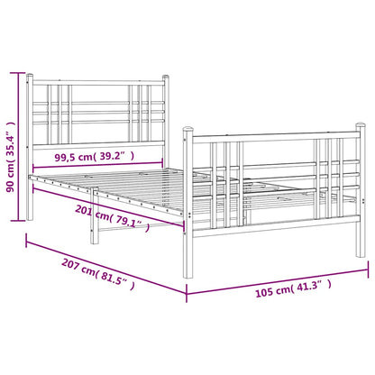 Giroletto con Testiera e Pediera Metallo Bianco 100x200 cm | homemem39