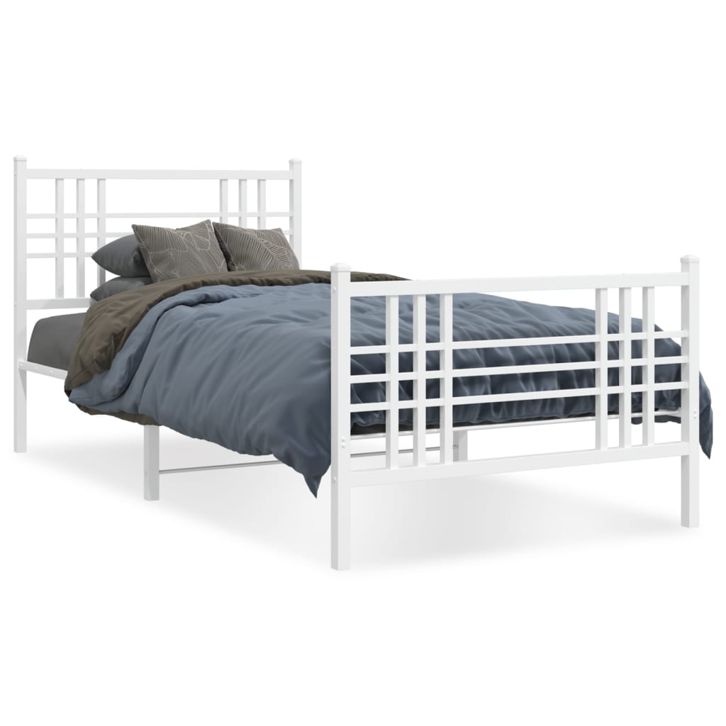 Giroletto con Testiera e Pediera Metallo Bianco 107x203 cm | homemem39
