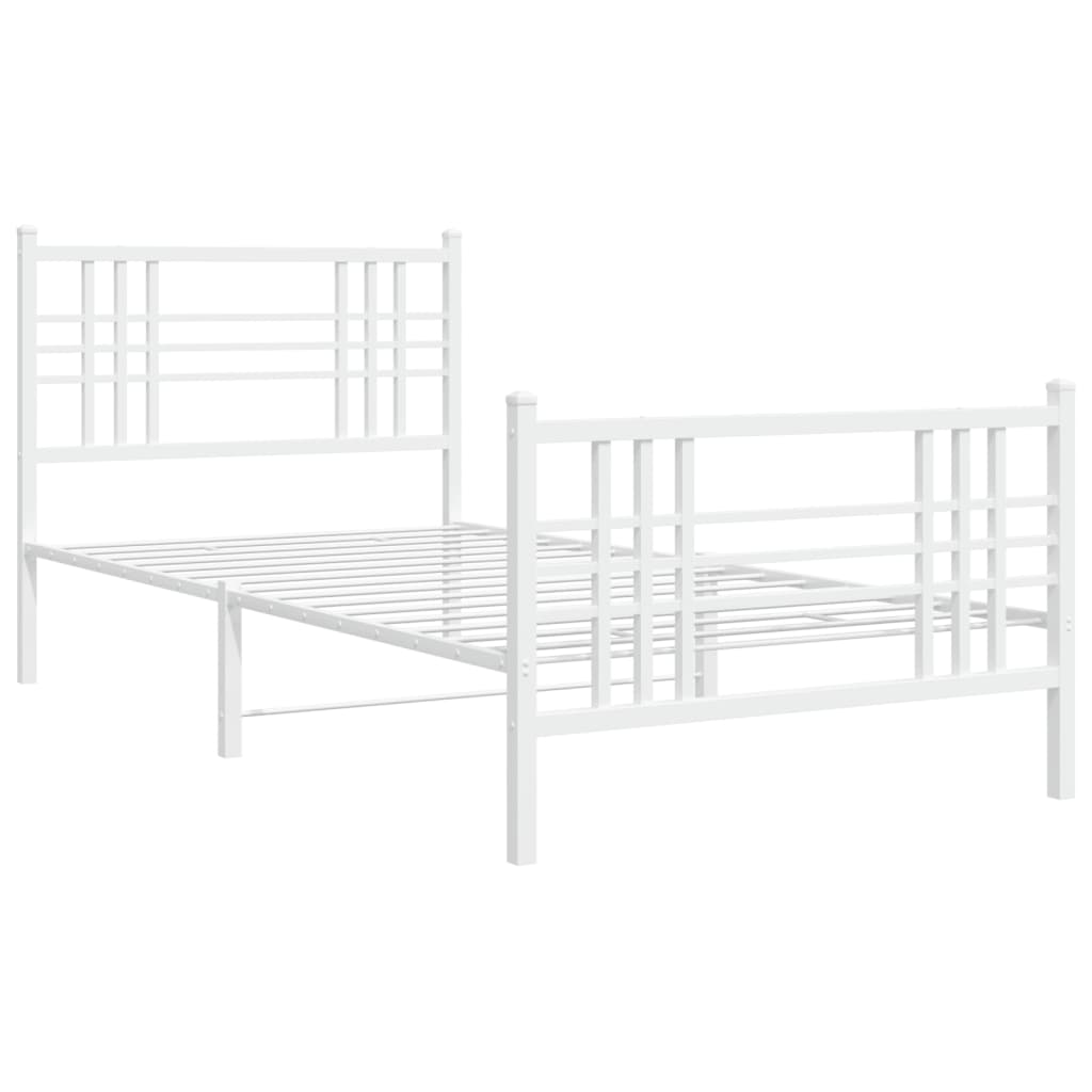 Giroletto con Testiera e Pediera Metallo Bianco 107x203 cm | homemem39
