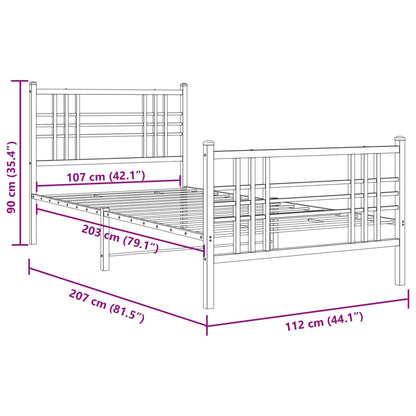 Giroletto con Testiera e Pediera Metallo Bianco 107x203 cm | homemem39
