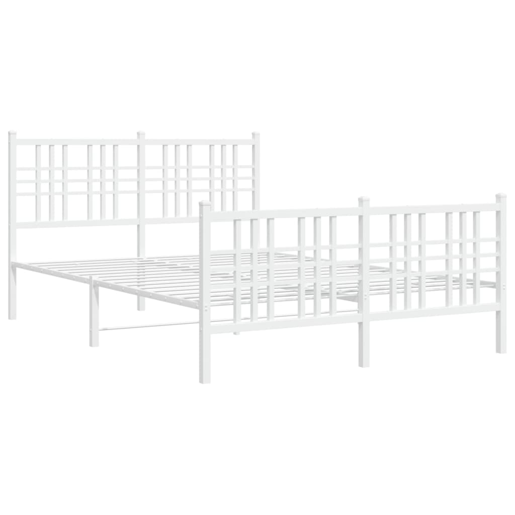 Giroletto con Testiera e Pediera Metallo Bianco 140x190 cm | homemem39