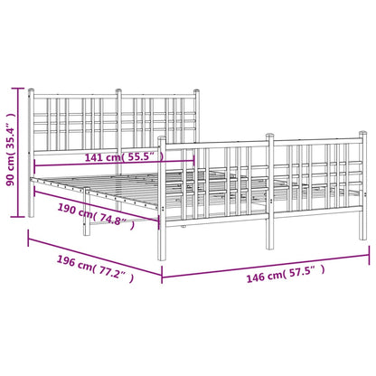 Giroletto con Testiera e Pediera Metallo Bianco 140x190 cm | homemem39