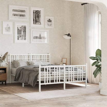 Giroletto con Testiera e Pediera Metallo Bianco 140x190 cm | homemem39