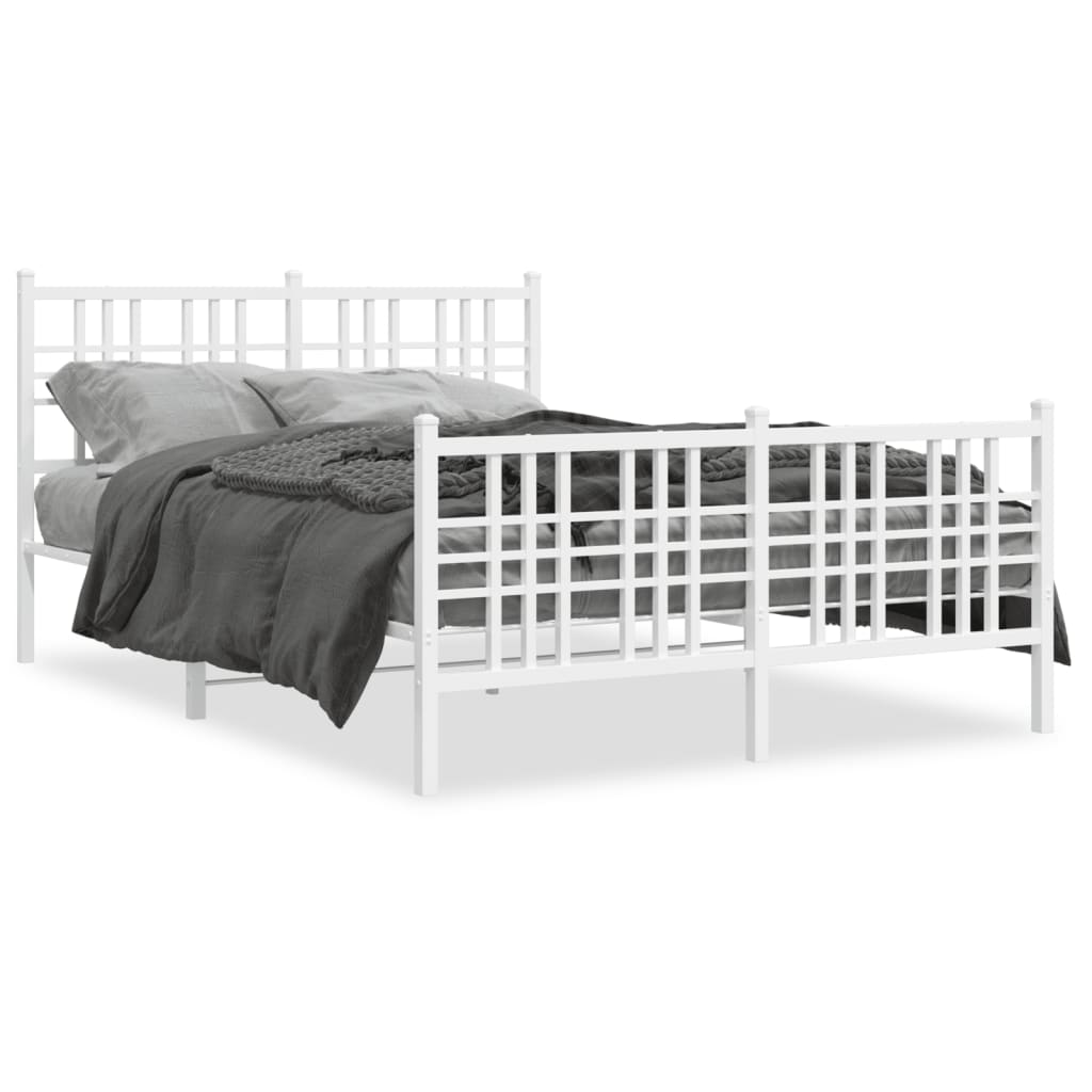 Giroletto con Testiera e Pediera Metallo Bianco 140x200 cm | homemem39