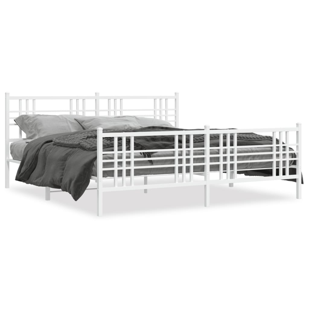 Giroletto con Testiera e Pediera Metallo Bianco 183x213 cm | homemem39