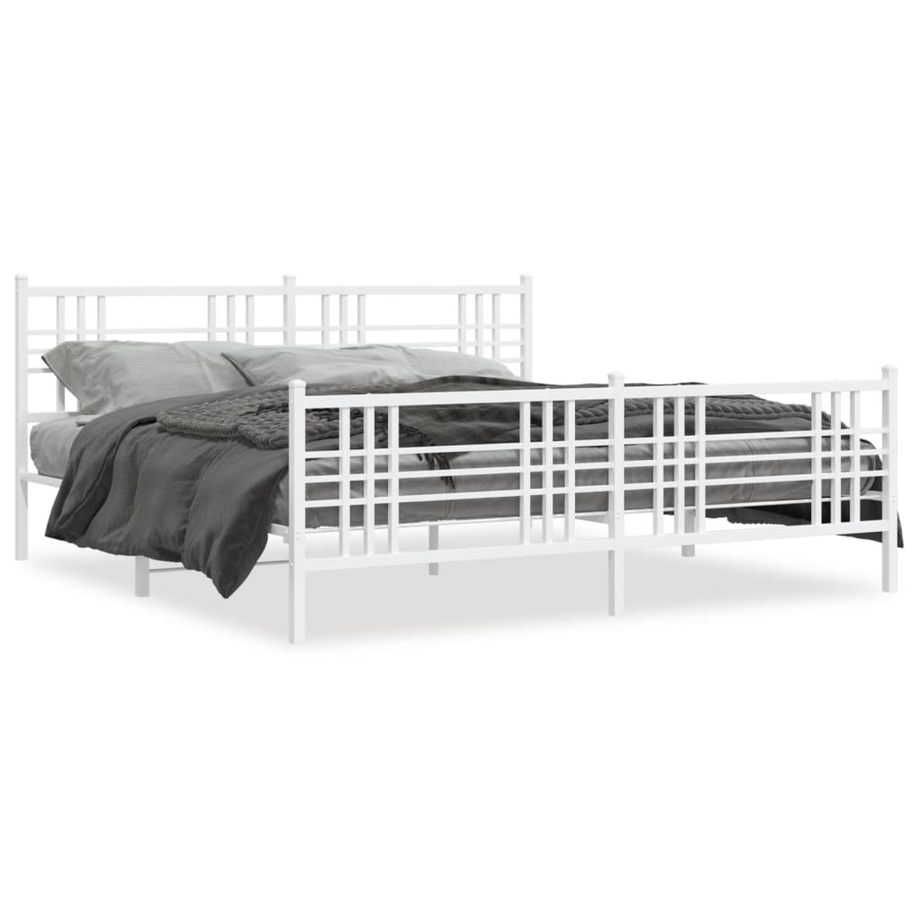 Giroletto con Testiera e Pediera Metallo Bianco 193x203 cm | homemem39