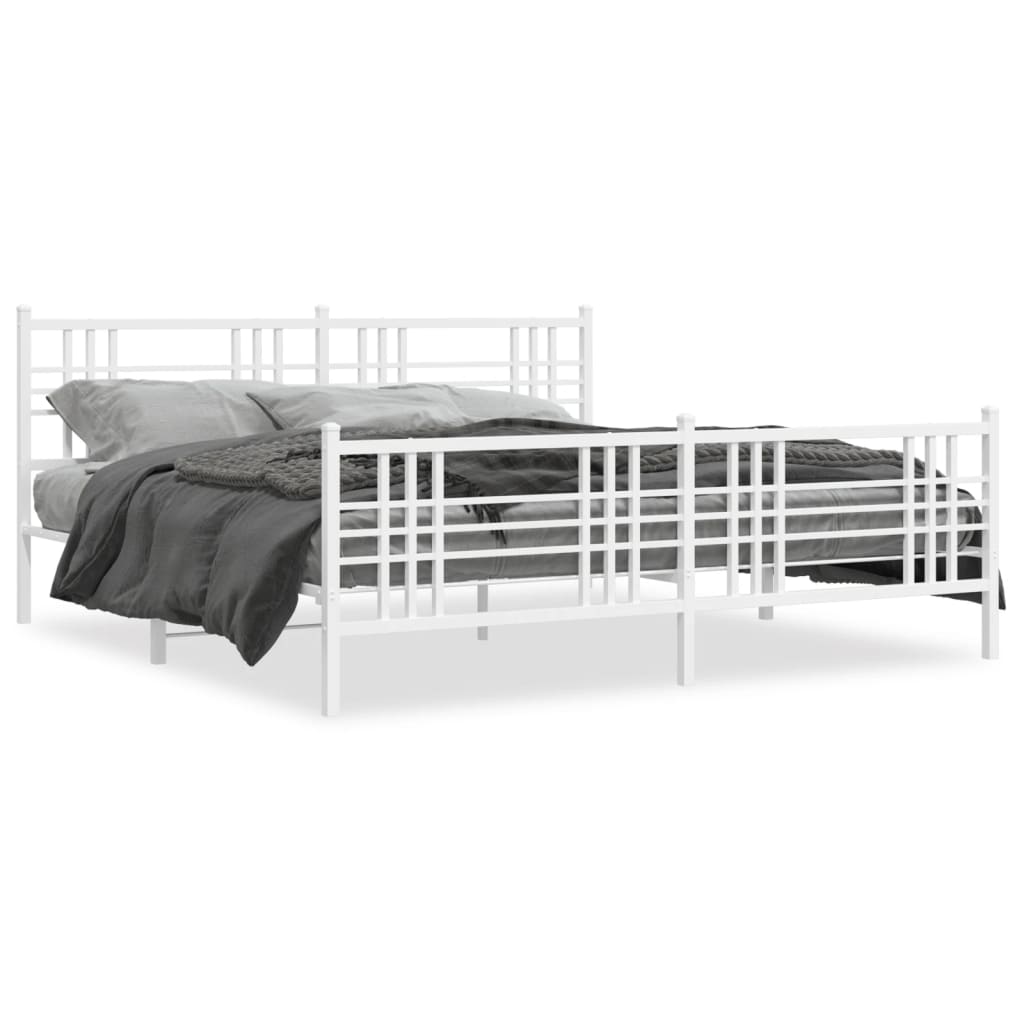 Giroletto con Testiera e Pediera Metallo Bianco 200x200 cm | homemem39