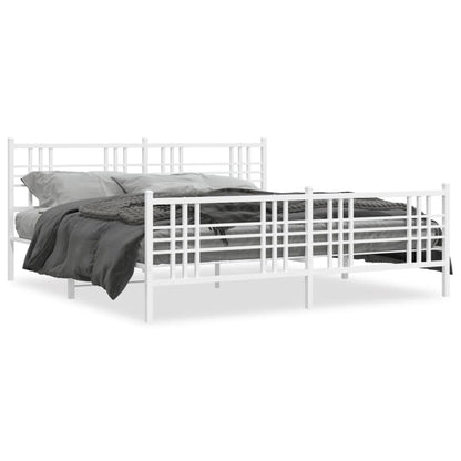 Giroletto con Testiera e Pediera Metallo Bianco 200x200 cm | homemem39