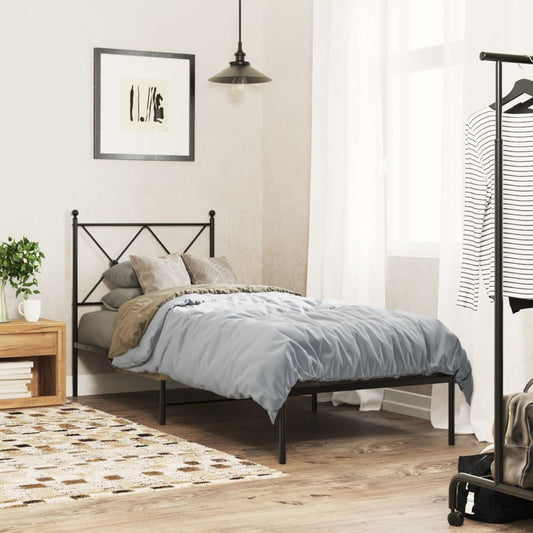 Giroletto con Testiera in Metallo Nero 80x200 cm | homemem39