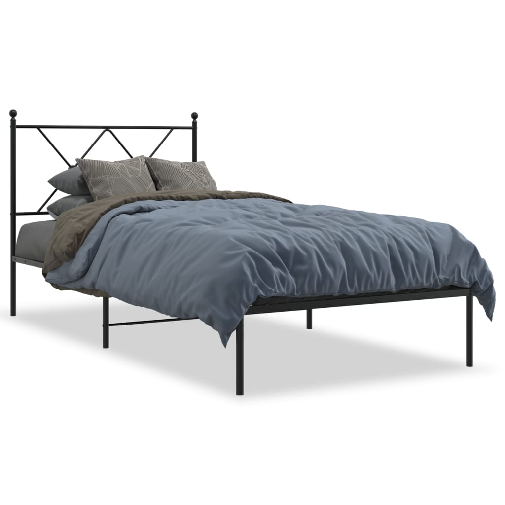 Giroletto con Testiera in Metallo Nero 90x190 cm | homemem39