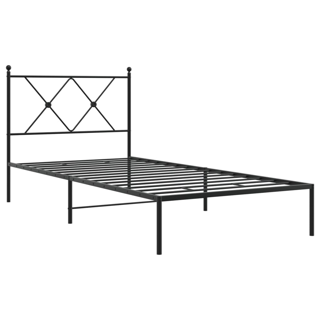 Giroletto con Testiera in Metallo Nero 90x190 cm | homemem39