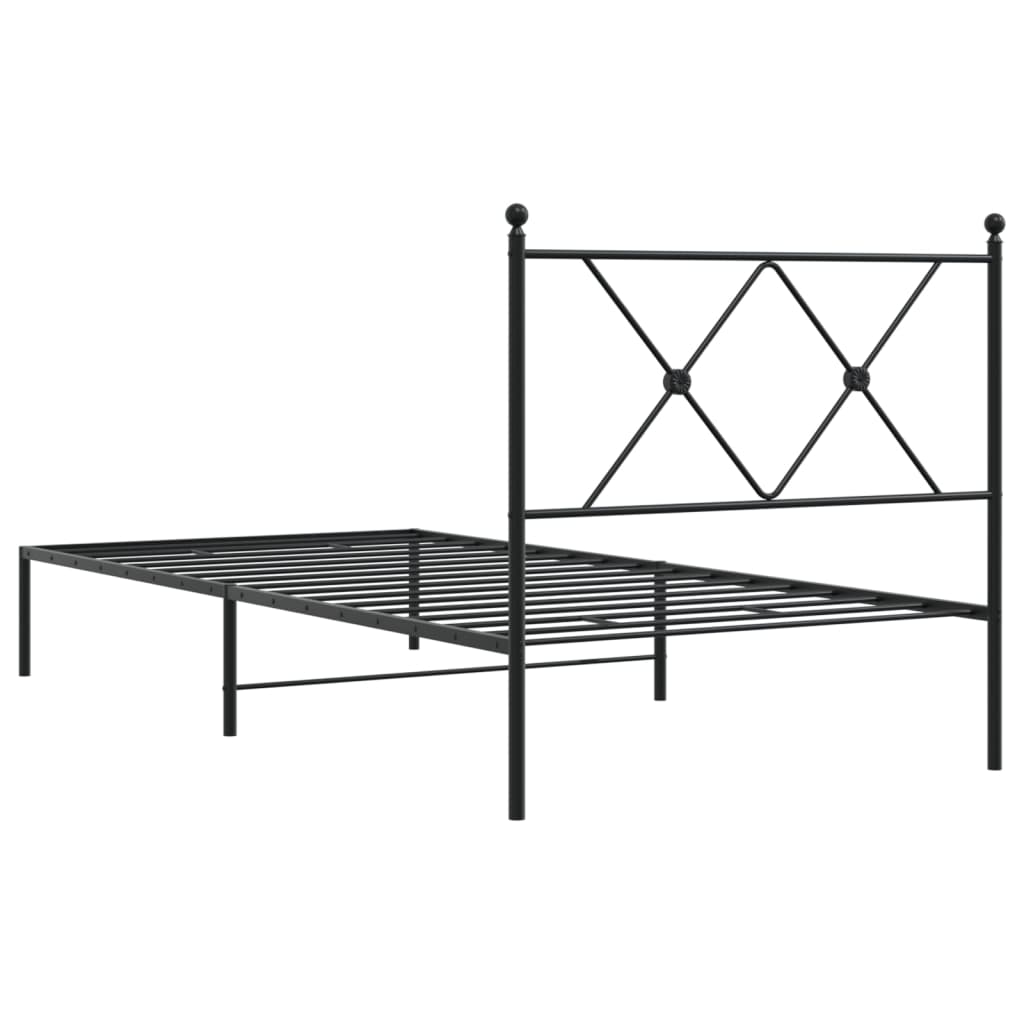 Giroletto con Testiera in Metallo Nero 90x190 cm | homemem39