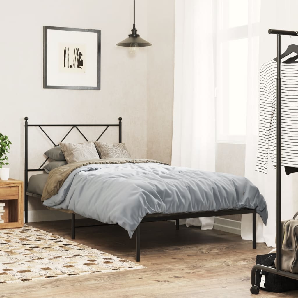 Giroletto con Testiera in Metallo Nero 90x190 cm | homemem39