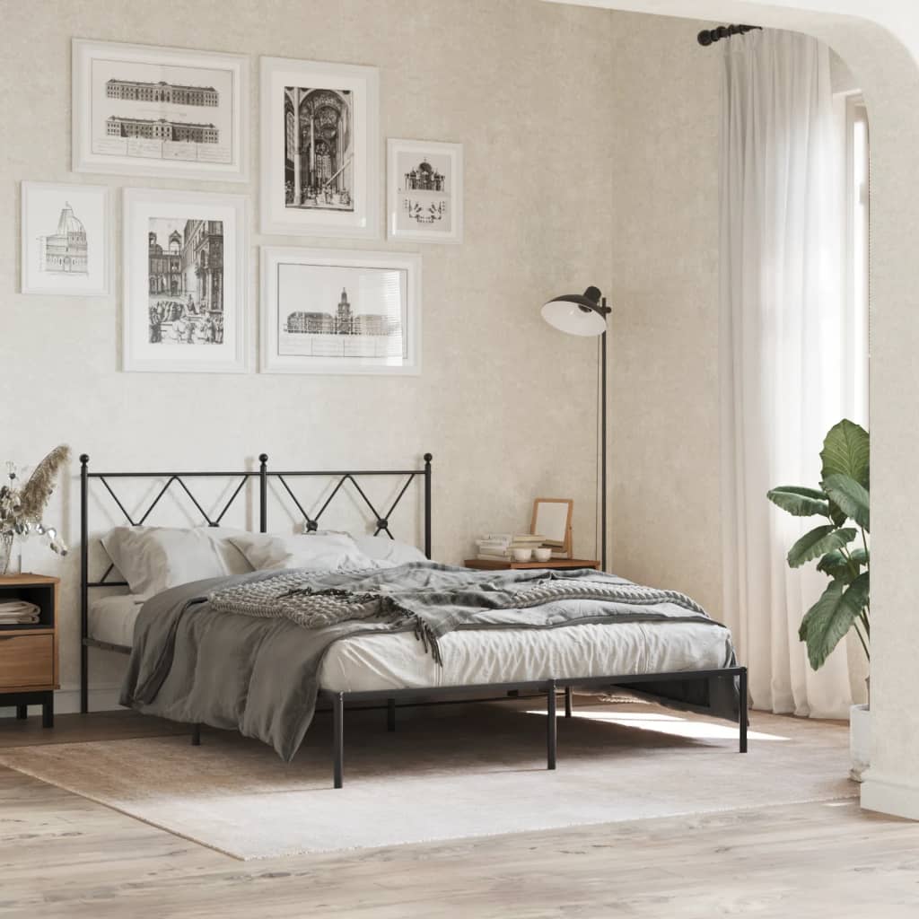 Giroletto con Testiera in Metallo Nero 140x190 cm | homemem39