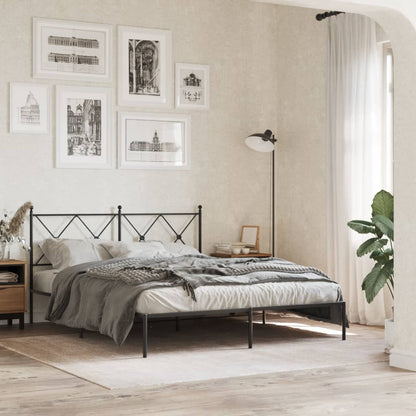 Giroletto con Testiera in Metallo Nero 160x200 cm - homemem39