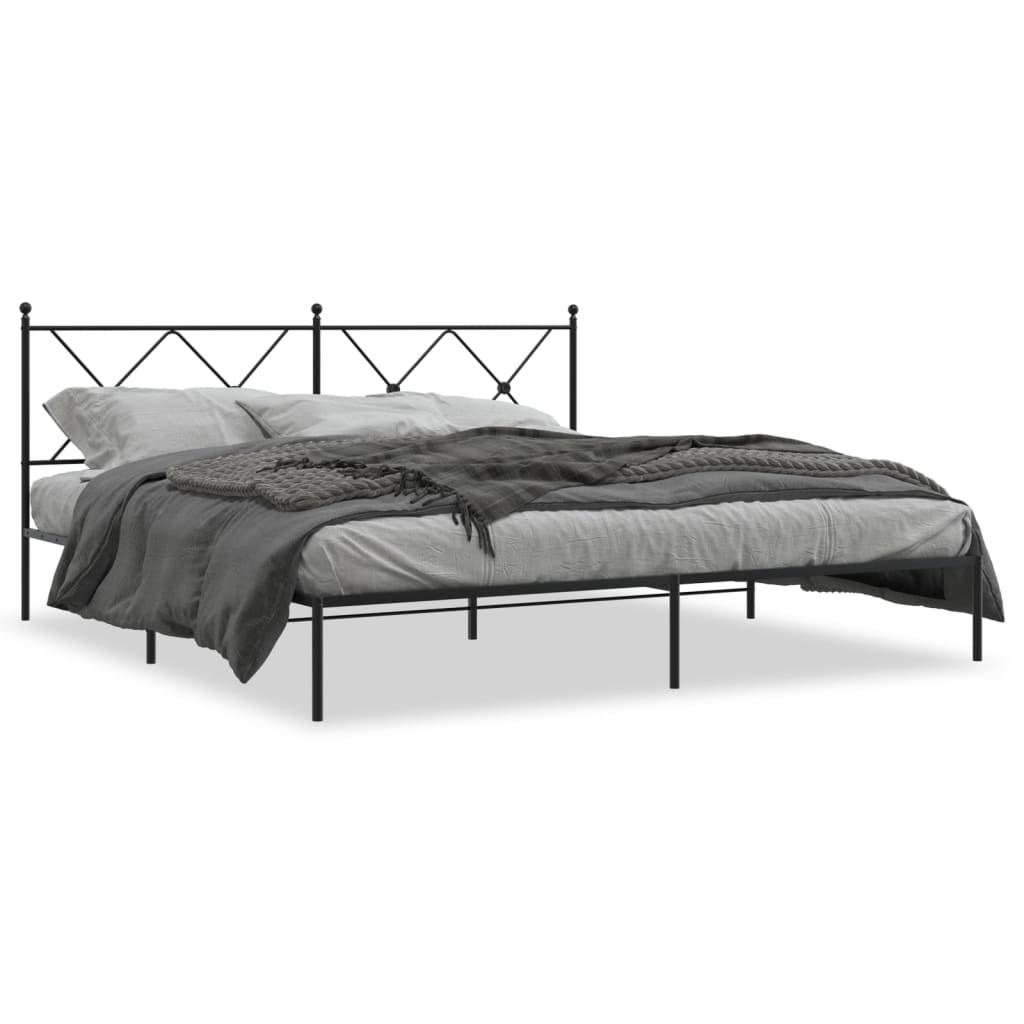 Giroletto con Testiera in Metallo Nero 183x213 cm - homemem39