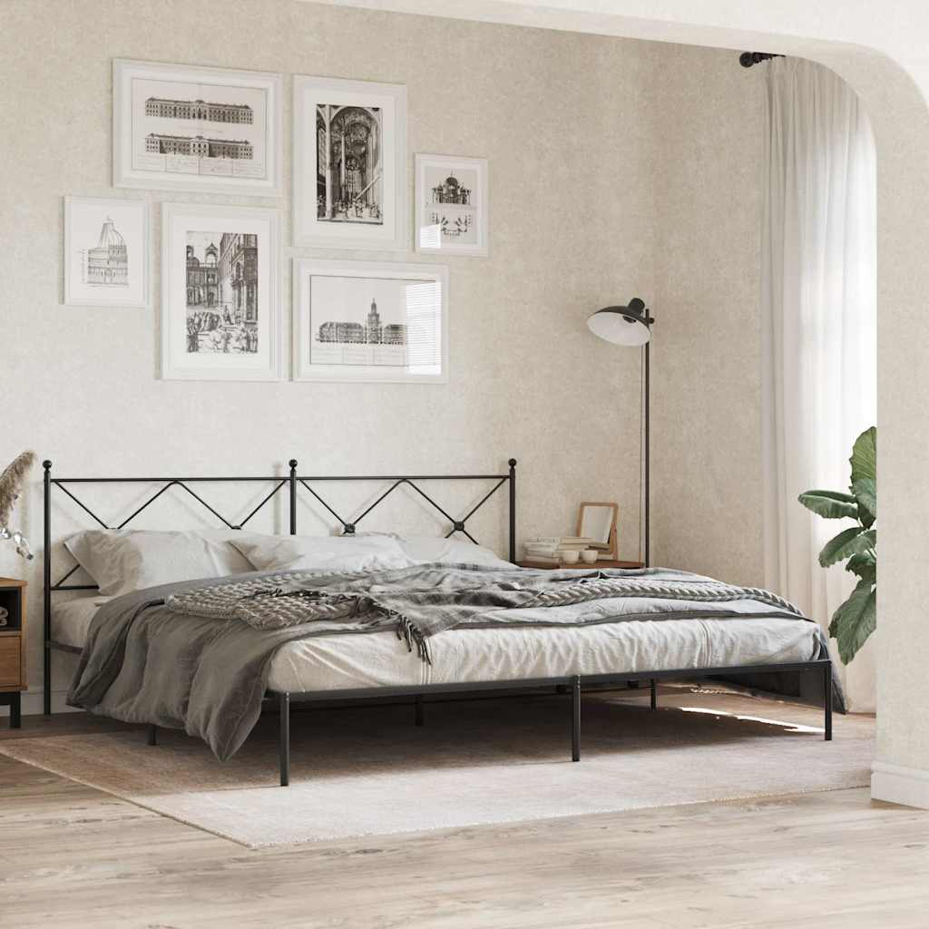 Giroletto con Testiera in Metallo Nero 193x203 cm | homemem39