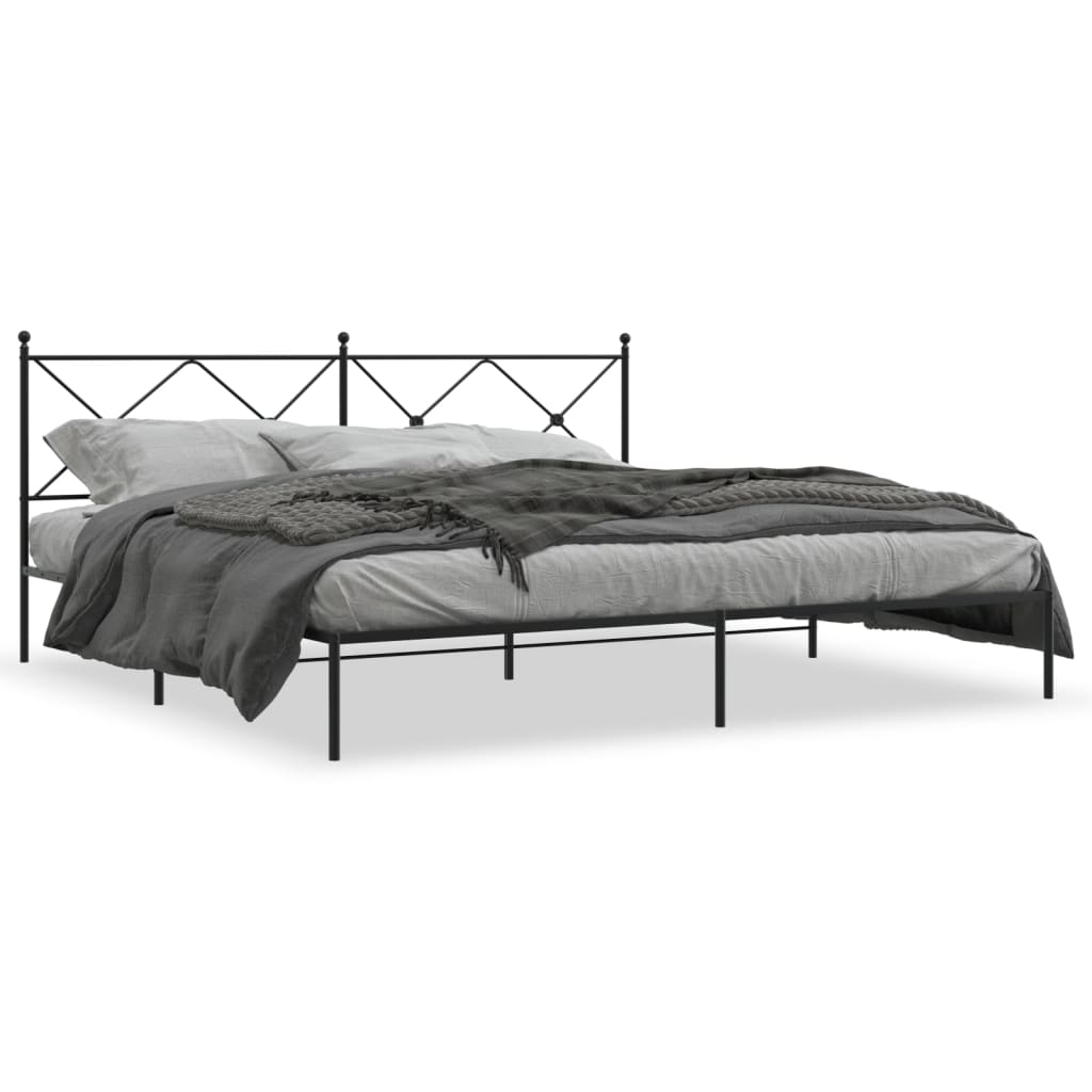 Giroletto con Testiera in Metallo Nero 200x200 cm | homemem39