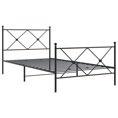 Giroletto con Testiera e Pediera Metallo Nero 100x200 cm | homemem39