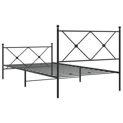 Giroletto con Testiera e Pediera Metallo Nero 100x200 cm | homemem39