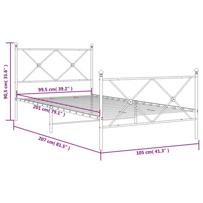 Giroletto con Testiera e Pediera Metallo Nero 100x200 cm | homemem39