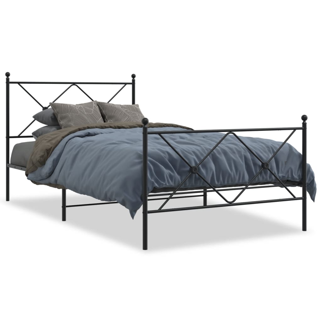 Giroletto con Testiera e Pediera Metallo Nero 107x203 cm | homemem39
