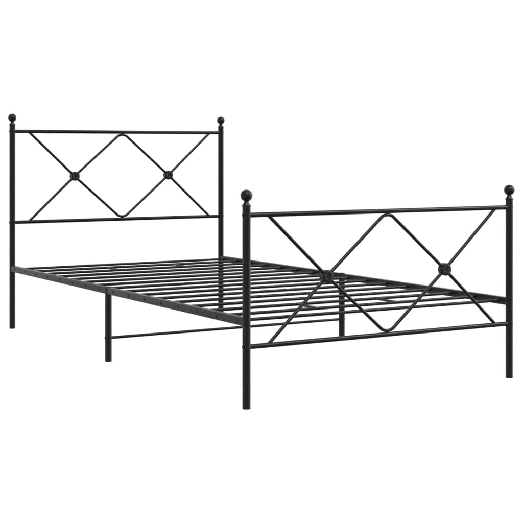 Giroletto con Testiera e Pediera Metallo Nero 107x203 cm | homemem39