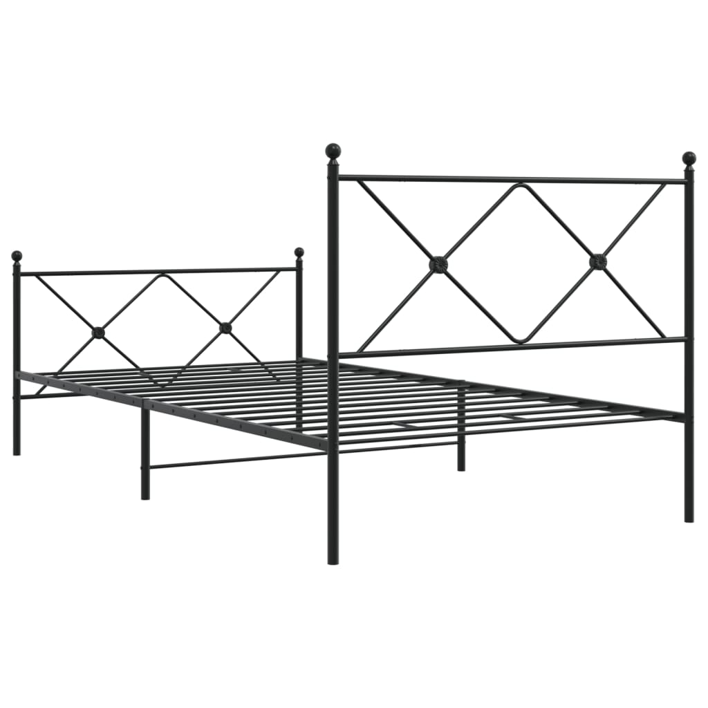 Giroletto con Testiera e Pediera Metallo Nero 107x203 cm | homemem39