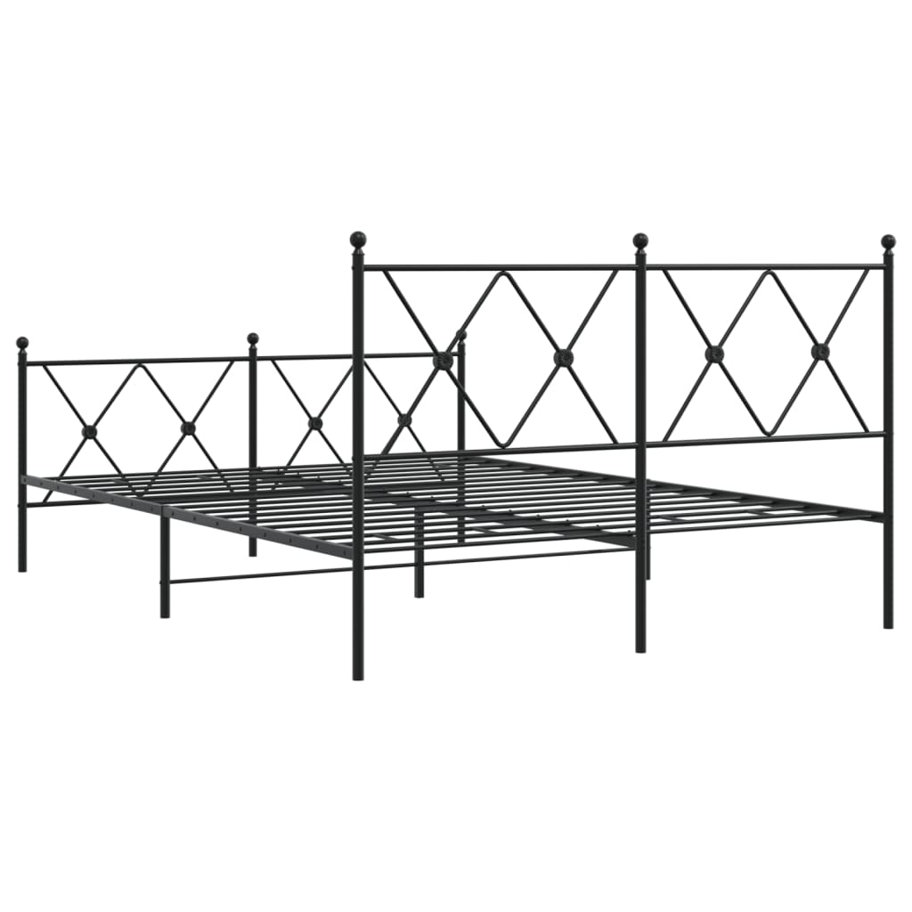Giroletto con Testiera e Pediera Metallo Nero 140x190 cm | homemem39