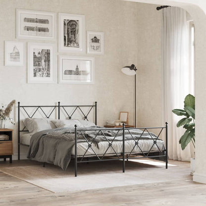 Giroletto con Testiera e Pediera Metallo Nero 140x190 cm | homemem39