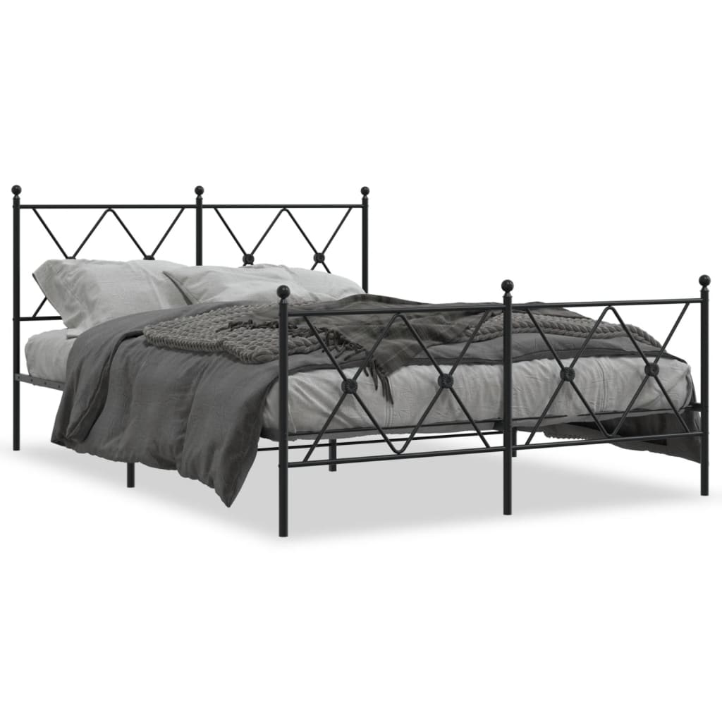 Giroletto con Testiera e Pediera Metallo Nero 140x200 cm | homemem39