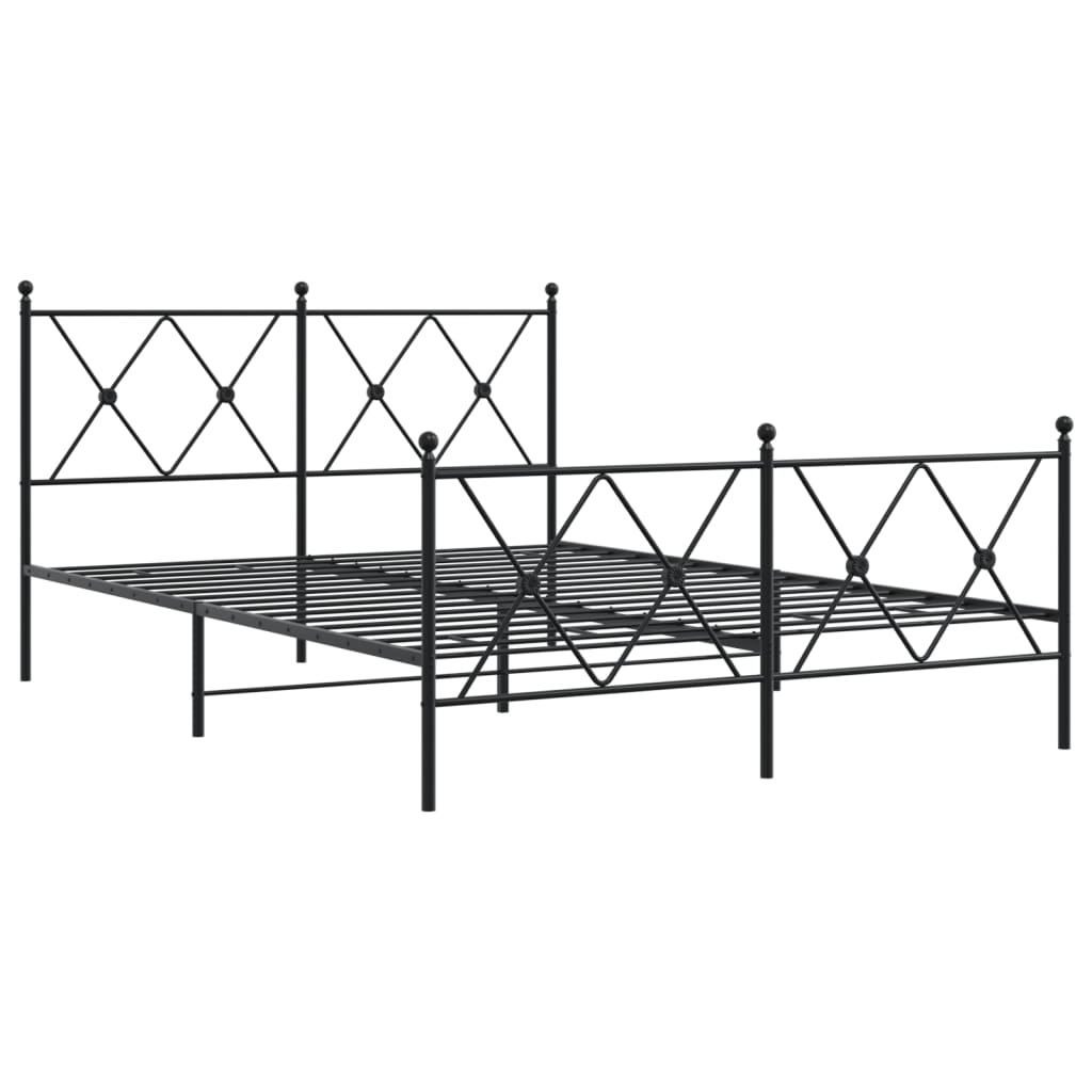Giroletto con Testiera e Pediera Metallo Nero 140x200 cm | homemem39