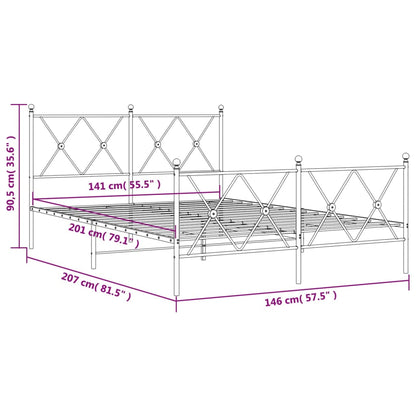 Giroletto con Testiera e Pediera Metallo Nero 140x200 cm | homemem39