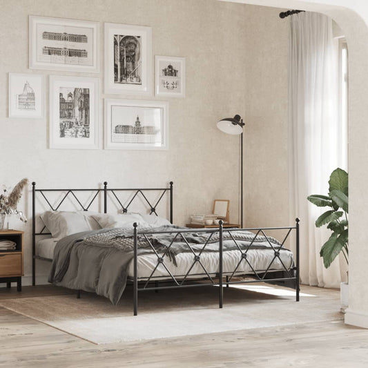 Giroletto con Testiera e Pediera Metallo Nero 140x200 cm | homemem39