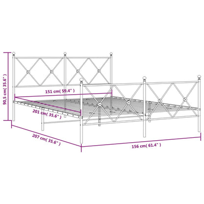 Giroletto con Testiera e Pediera Metallo Nero 150x200 cm | homemem39