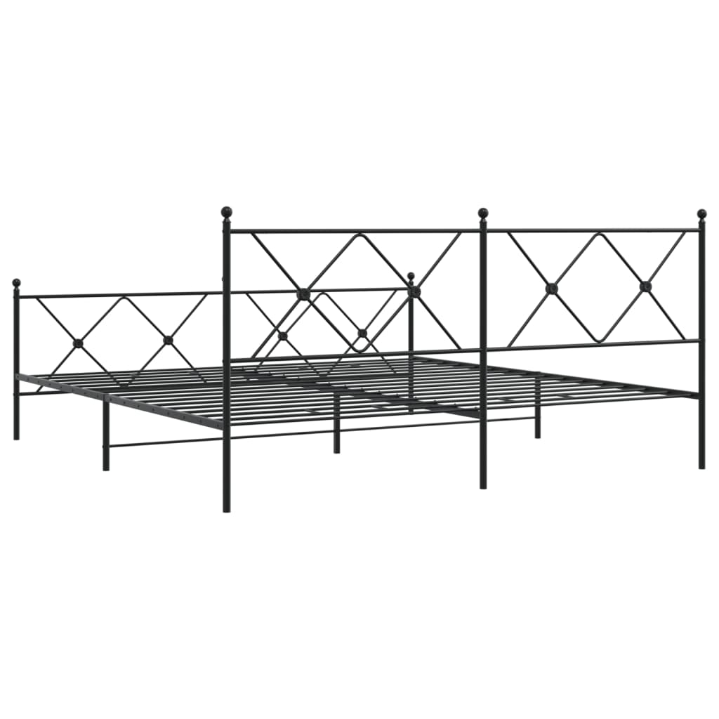 Giroletto con Testiera e Pediera Metallo Nero 183x213 cm | homemem39
