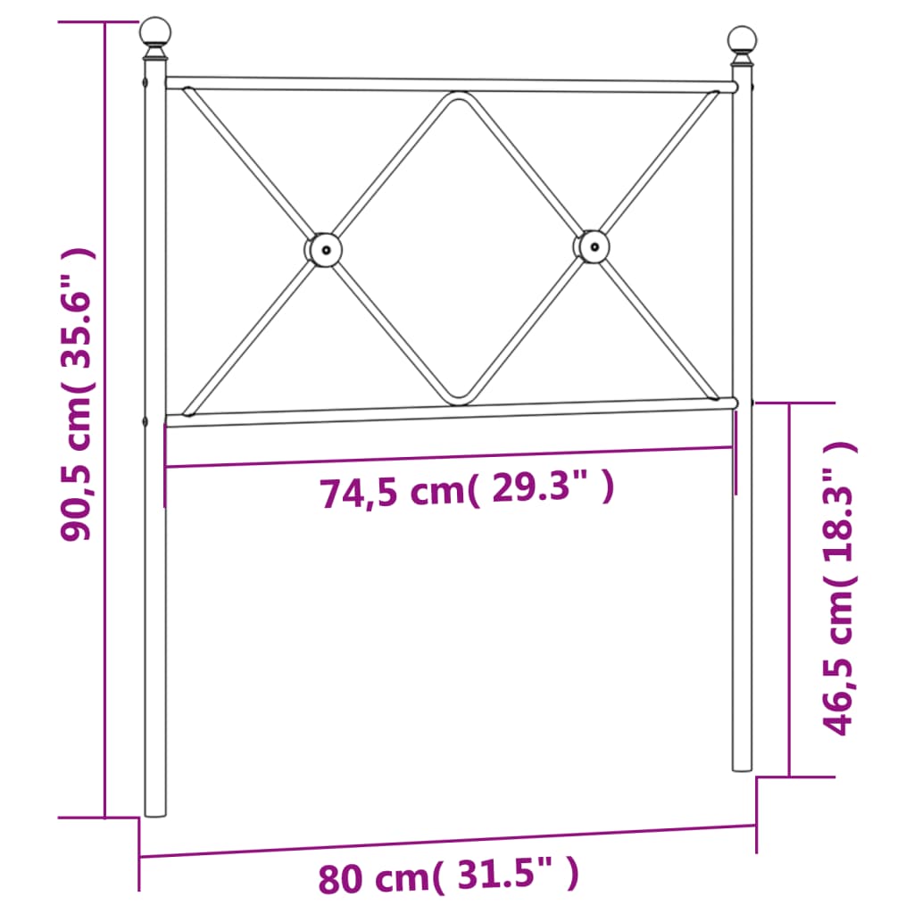 Testiera in Metallo Nero 75 cm