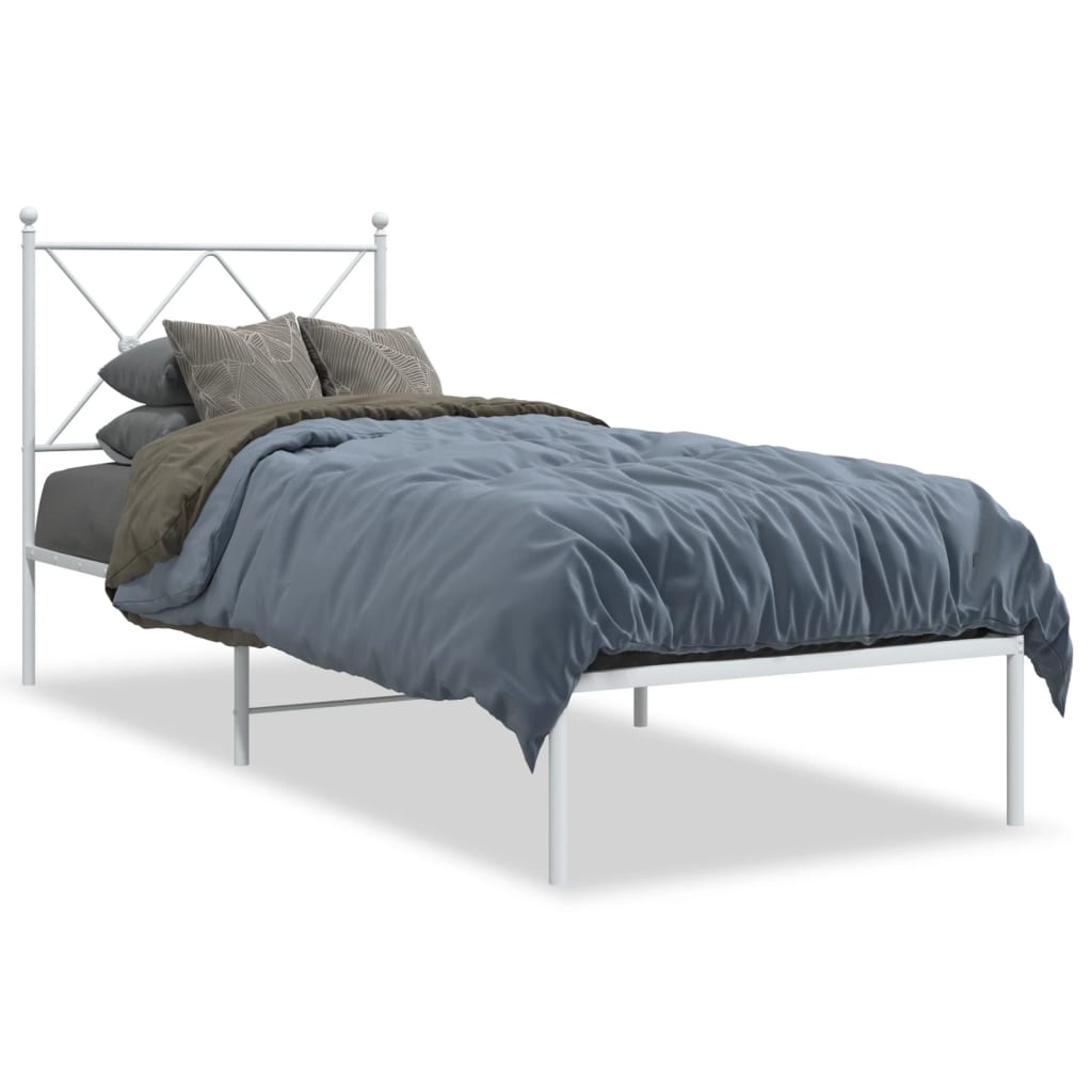 Giroletto senza Materaso con Testiera Metallo Bianco 75x190 cm | homemem39