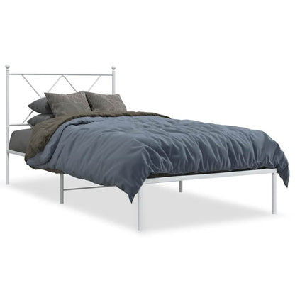 Giroletto con Testiera Metallo Bianco 90x190 cm | homemem39
