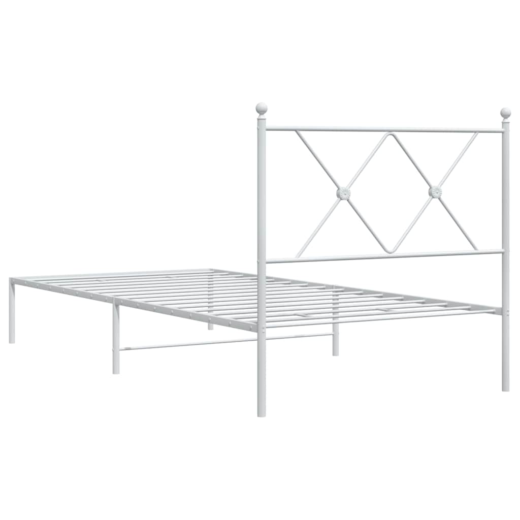 Giroletto con Testiera Metallo Bianco 90x190 cm | homemem39