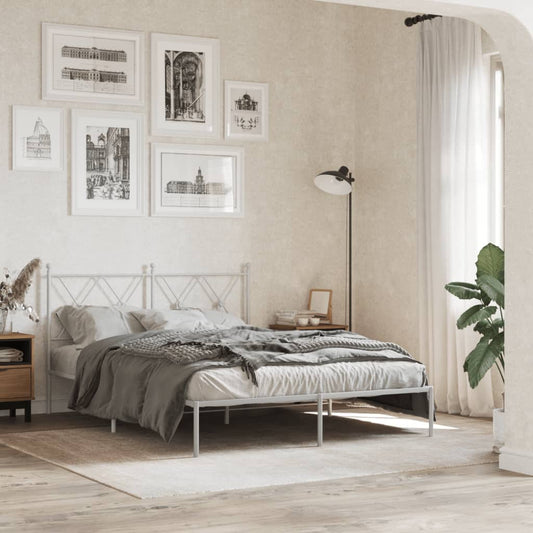 Giroletto con Testiera Metallo Bianco 140x190 cm | homemem39