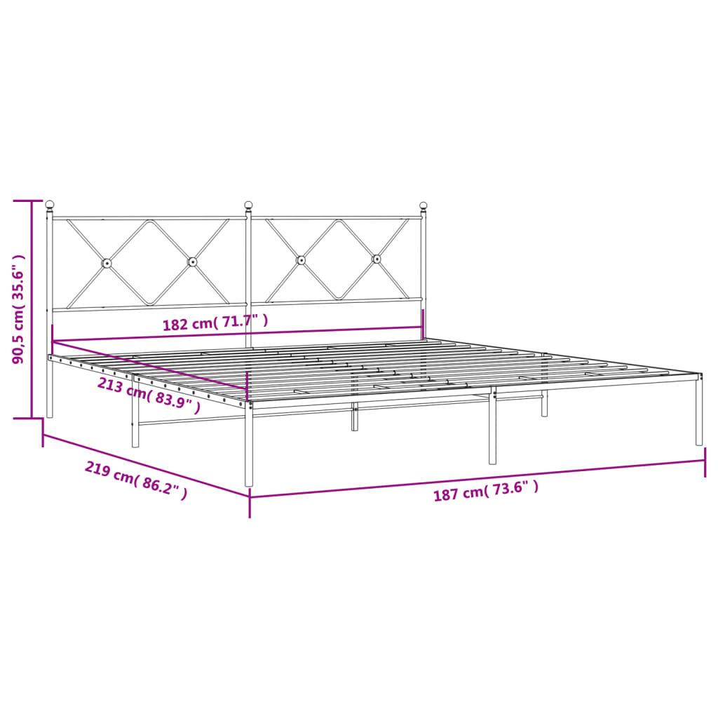 Giroletto con Testiera Metallo Bianco 183x213 cm | homemem39