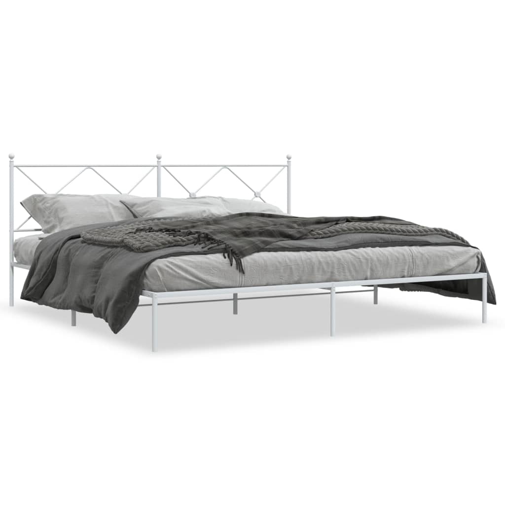 Giroletto con Testiera Metallo Bianco 200x200 cm | homemem39