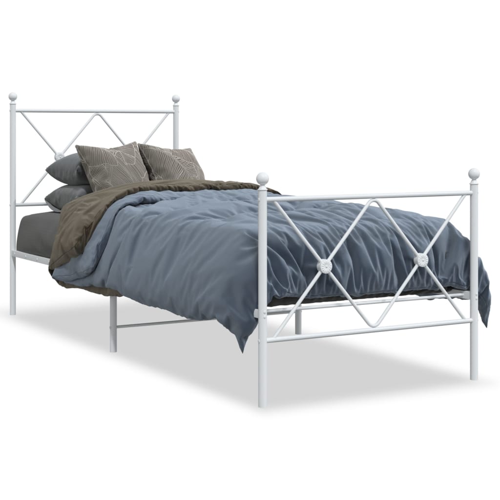 Giroletto con Testiera e Pediera Metallo Bianco 80x200 cm | homemem39