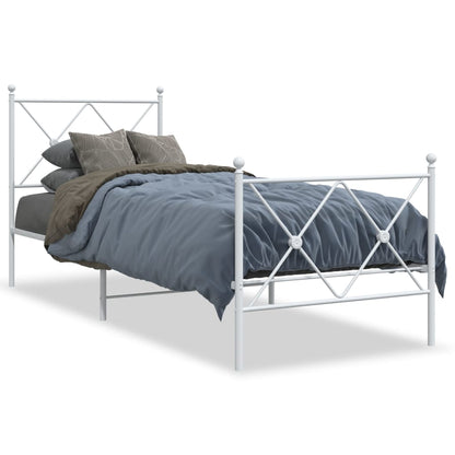Giroletto con Testiera e Pediera Metallo Bianco 80x200 cm | homemem39