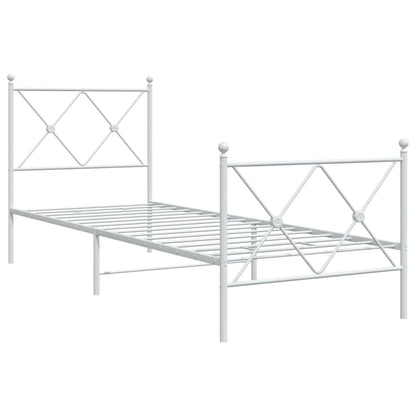 Giroletto con Testiera e Pediera Metallo Bianco 80x200 cm | homemem39